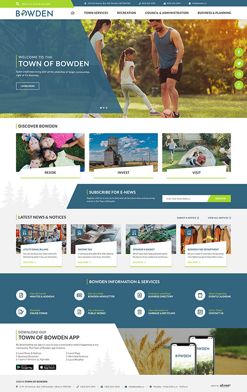 Bowden - Home Page mock