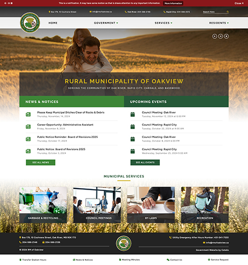 Oakview - Home Page mock
